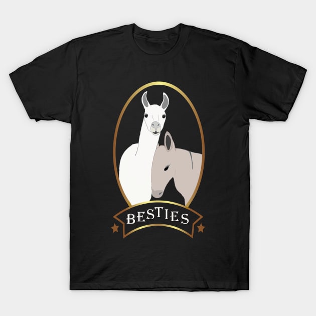 Besties - Llama and Donkey T-Shirt by PastaBarb1